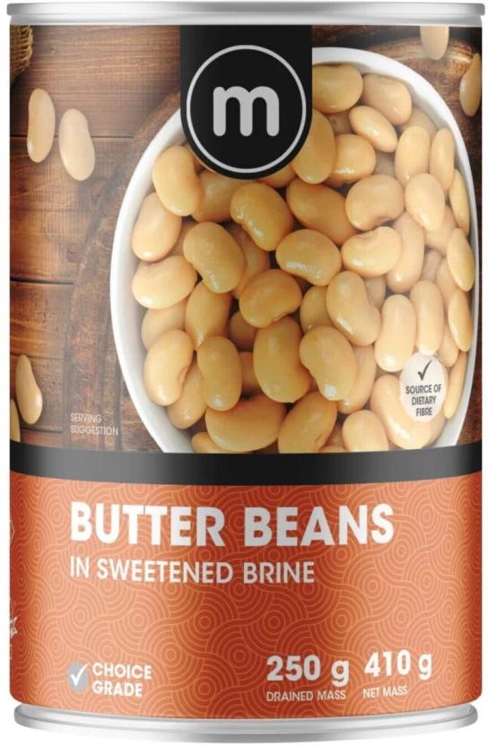 M Butter Beans in Sweetened Brine Beans (410 g, Pack of 6)