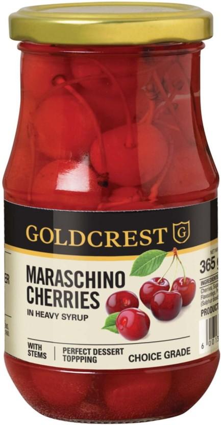 Goldcrest Maraschino Cherries in Heavy Syrup Fruits (370 ml, Pack of 12)