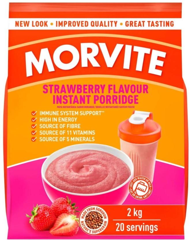 Morvite Instant Porridge Strawberry Flavour Pouch (5 x 2 kg)