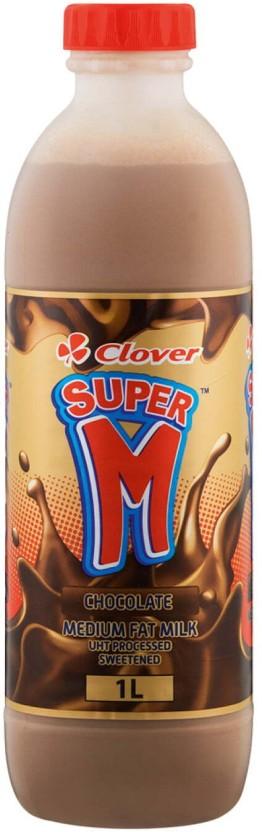 Clover Super M Flavoured Medium Fat Milk, Chocolate Flavour (6 x 1 L)