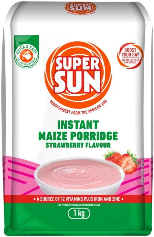Supersun Instant Maize Porridge Strawberry Flavour Box (10 x 1 kg)