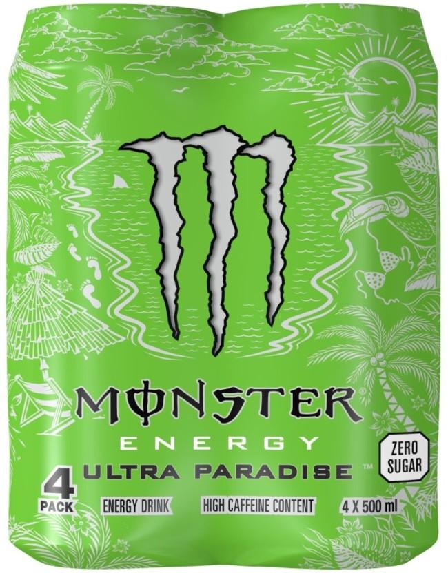 Monster Ultra Paradise Energy Drink (Kiwi Lime & Cucumber Flavoured, 4 x 500 ml)