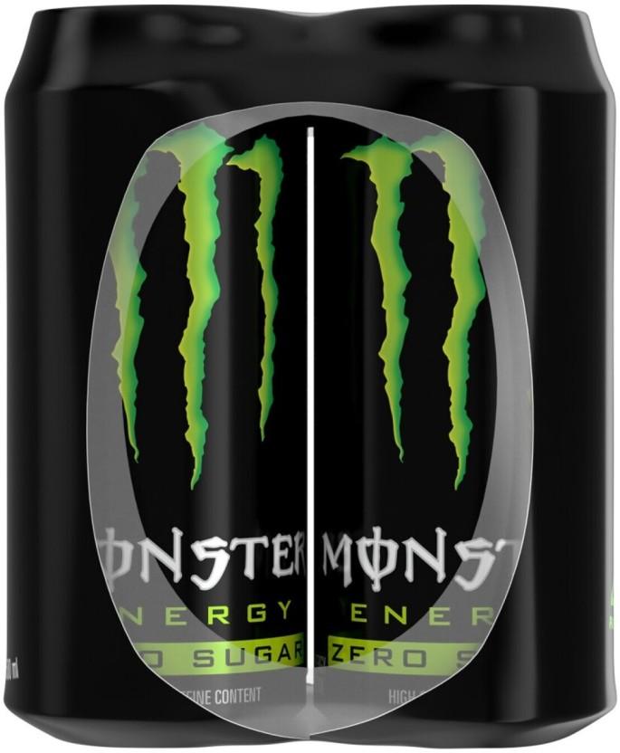 Monster Zero Sugar High Caffeine Content Energy Drink (Unflavoured, 4 x 500 ml)