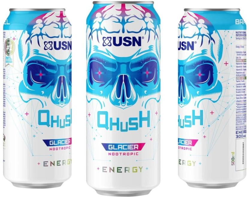 USN Qhush Glacier Energy Drink (Glacier Flavoured, 500 ml)