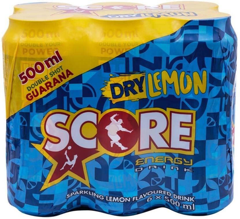 Score Dry Lemon Flavoured Energy Drink (Dry Lemon Flavoured, 6 x 500 ml)
