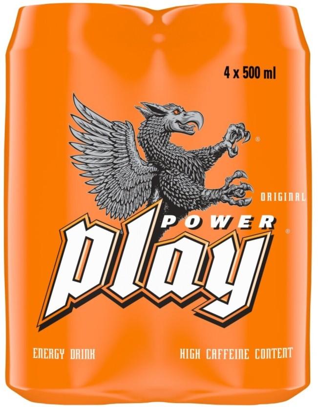 Play Power Energy Drink (Original Flavoured, 4 x 500 ml)