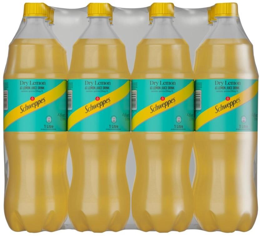 Schweppes Dry Lemon Juice Drink (12 x 1 L)