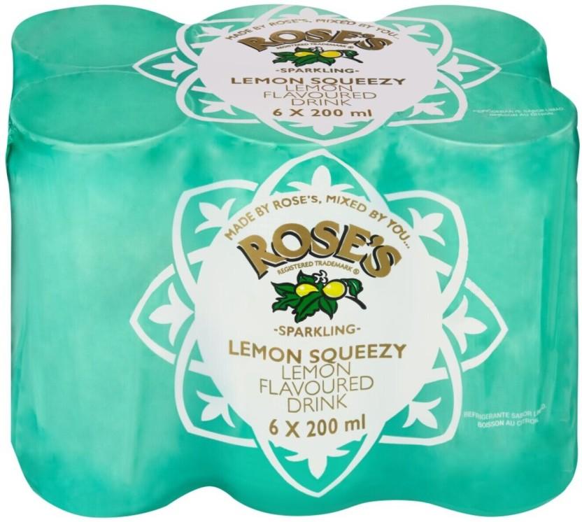 Rose'S Sparkling Lemon Squeezy Lemon Flavoured Drink (6 x 200 ml)