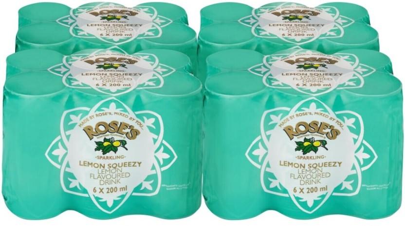 Rose'S Sparkling Lemon Squeezy Lemon Flavoured Drink (24 x 200 ml)