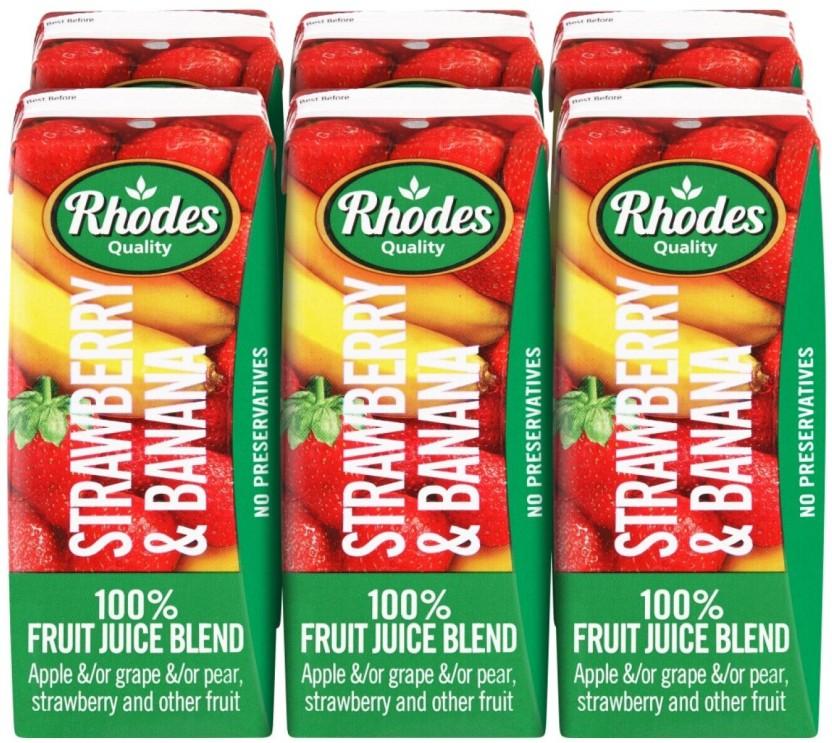 Rhodes Strawberry & Banana 100% Fruit Juice Blend (6 x 200 ml)