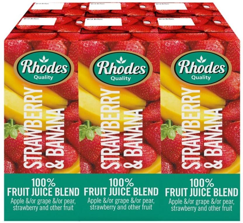 Rhodes Strawberry & Banana 100% Fruit Juice Blend (24 x 200 ml)
