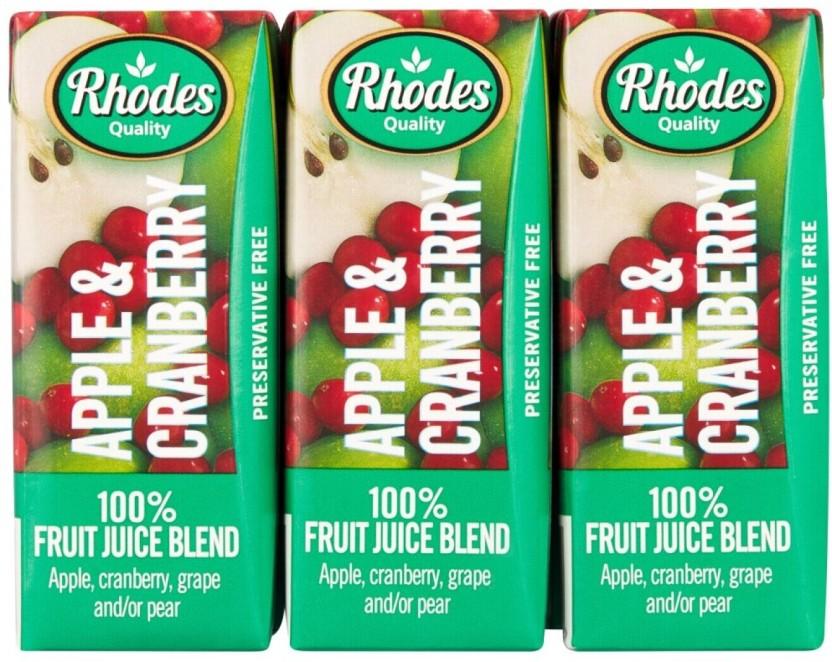 Rhodes Apple & Cranberry 100% Fruit Juice Blend (24 x 200 ml)