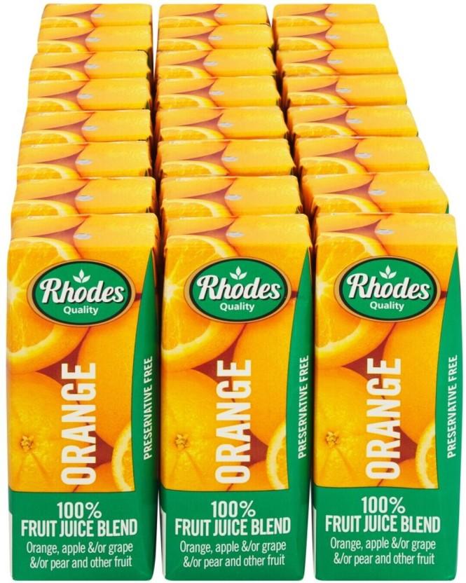 Rhodes Orange 100% Fruit Juice Blend (24 x 200 ml)