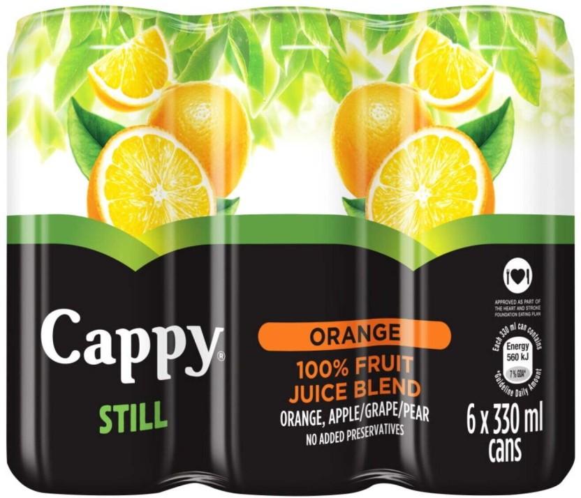 Cappy Still Orange 100 % Fruit Juice Blend (6 x 330 ml)