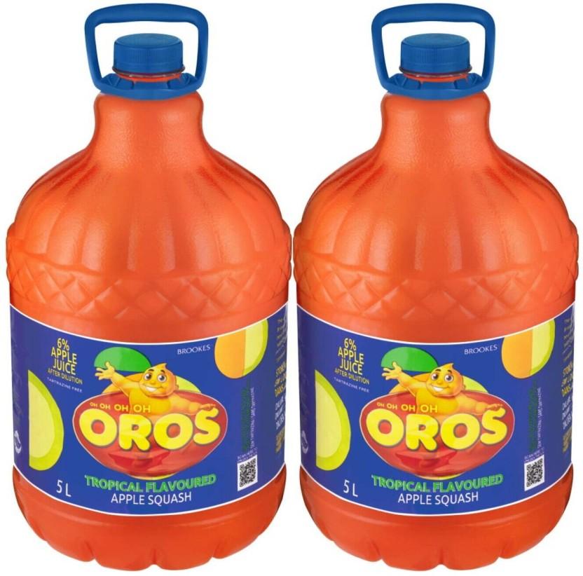Brookes Oros Tropical Squash Apple Flavoured (5 L, Pack of 2)