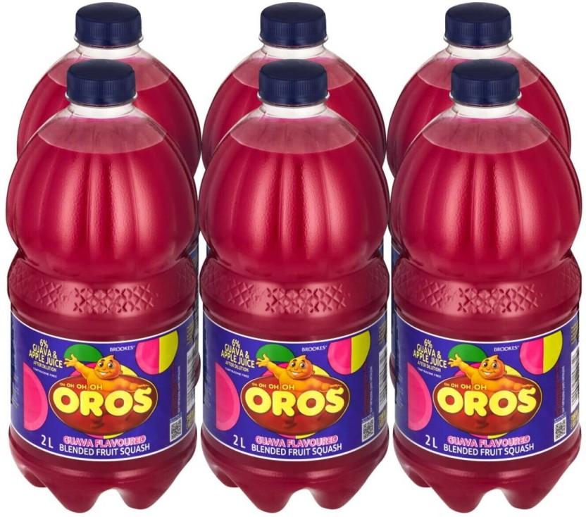 Brookes Oros Guava Flavoured Blended Fruit Squash (2 L, Pack of 6)