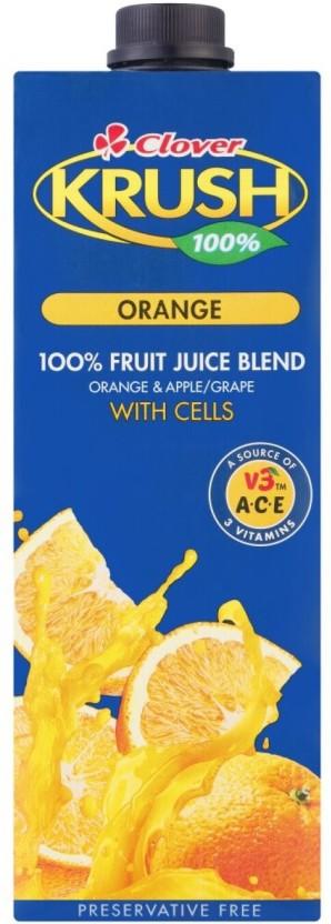 Clover Krush Orange 100% Fruit Juice Blend (6 x 1 L)