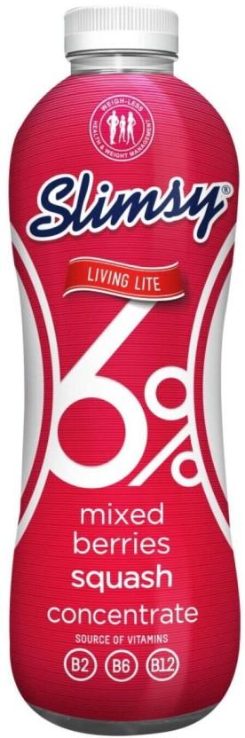Slimsy SQUASH 1LT, MIXED BERRIES (1 L, Pack of 6)