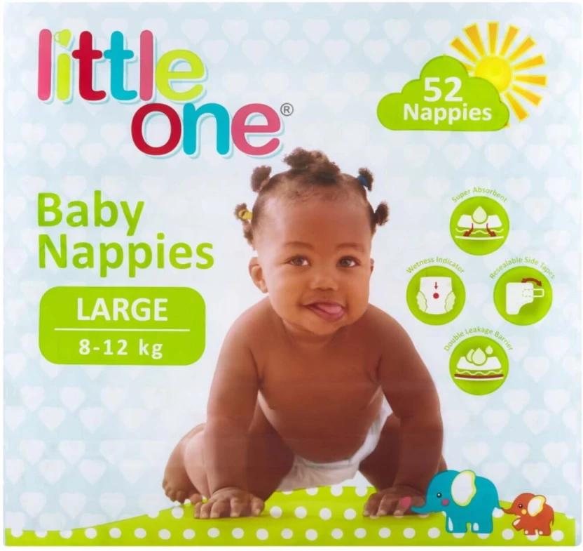 Little One Baby Nappies Tape Diapers - M (52 Pieces)