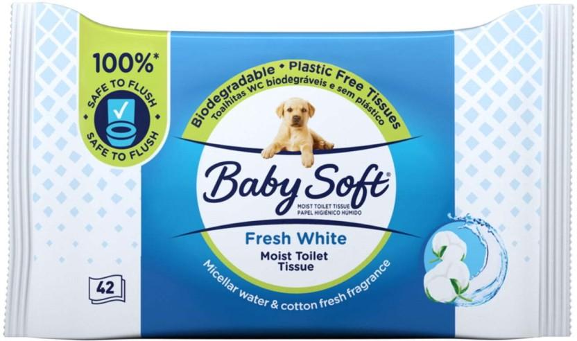 Baby Soft Fresh White Toilet Tissue Wipes (Pack of 12, 42 Wipes per Pack)