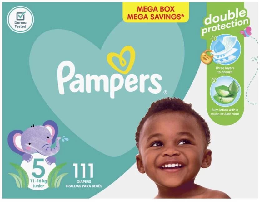 Pampers Mega Box Double Protection Tape Diapers - S (111 Pieces)