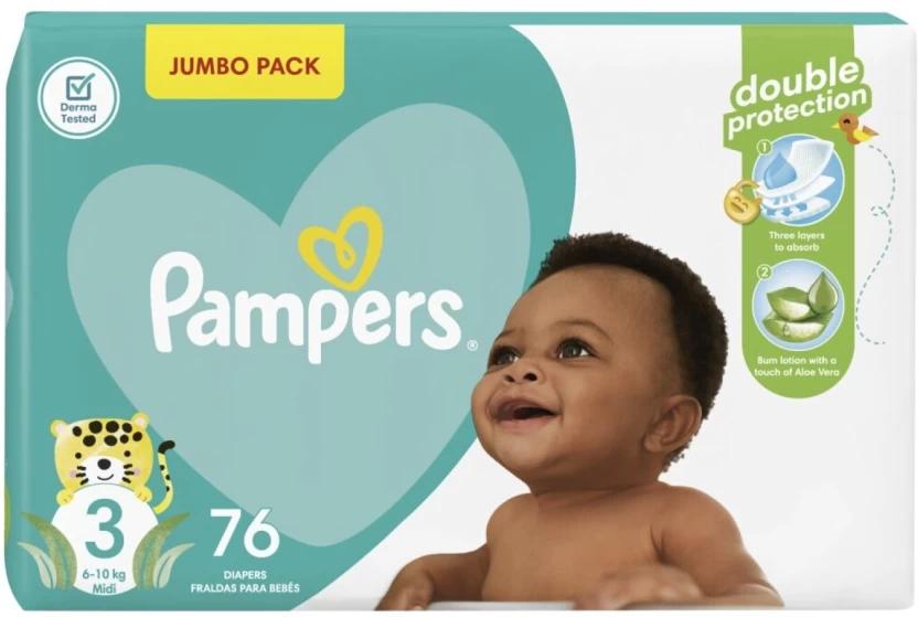 Pampers Jumbo Pack Double Protection Tape Diapers - L (76 Pieces)