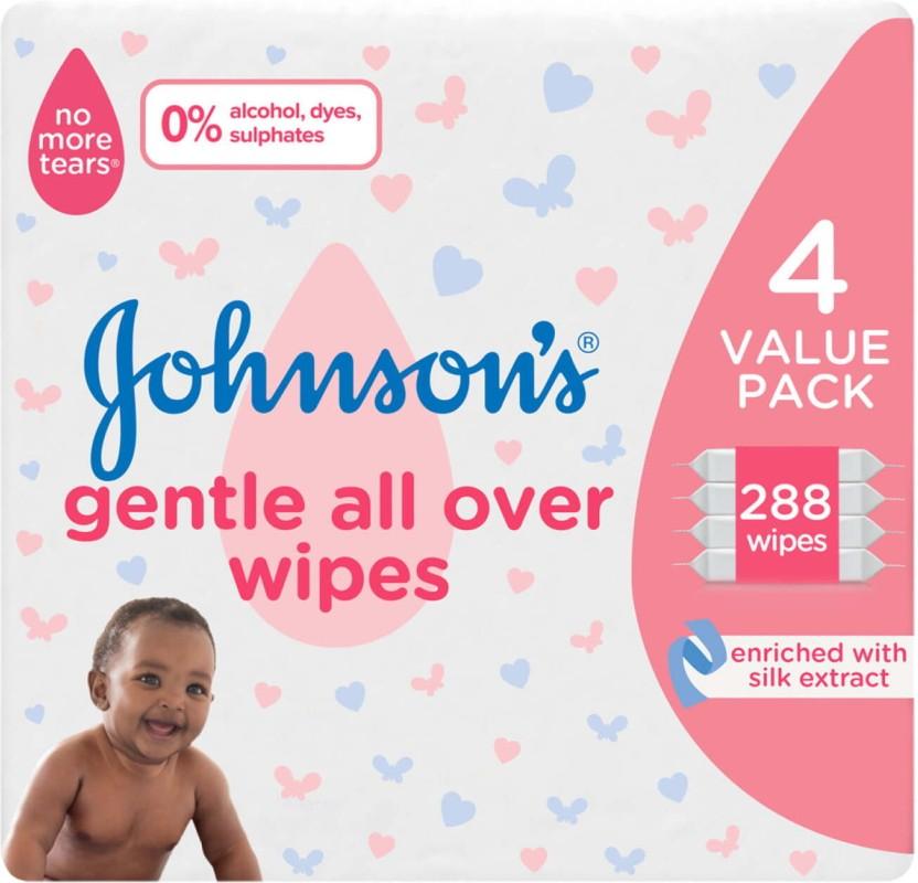 Johnson's Gentle All Over (Pack of 3, 288 Wipes per Pack)