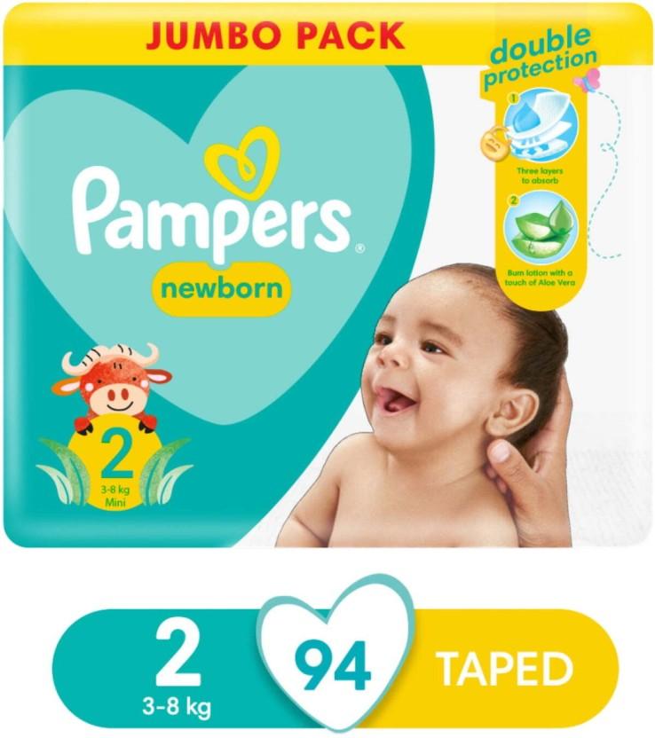 Pampers Active Jumbo Diapers Tape Diapers - 0 (94 Pieces)