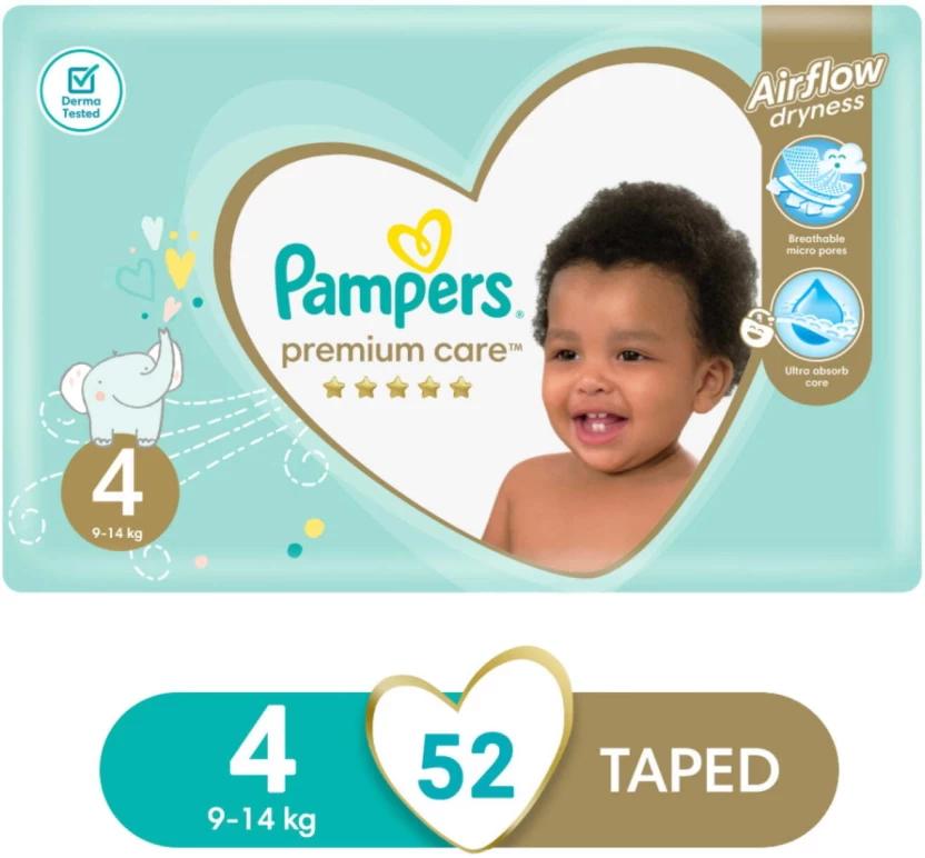 Pampers Premium Care Air Flow Dryness Tape Diapers - L (52 Pieces)