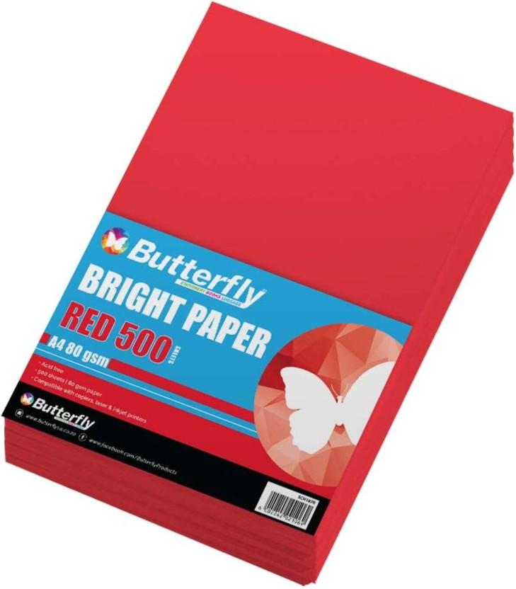 Butterfly A4 160 gsm Coloured Paper (Set of 1, Red)