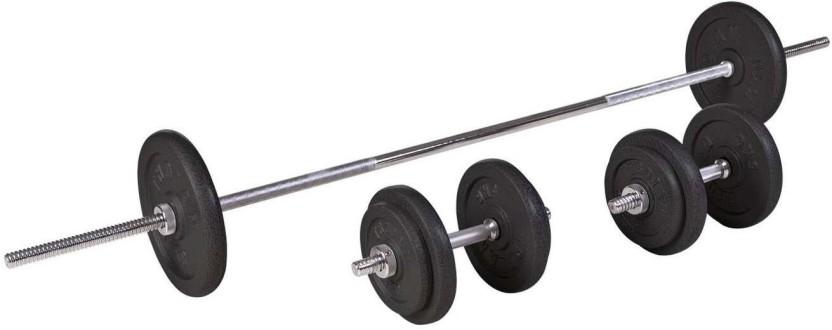 Trojan Barbell Training Set Black Bar & Plate Combo (60 kg)