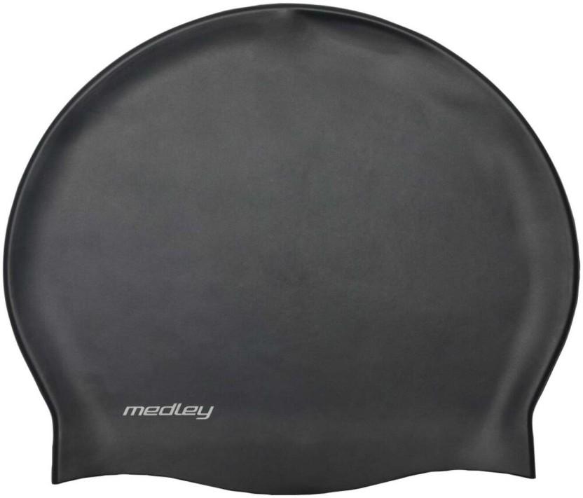 Medley Swim Cap Swimming Cap (Black, Pack of 1 x Medley Silicone Cap Black)