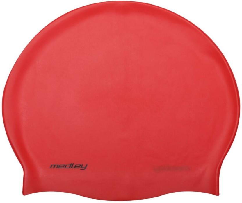 Medley Swim Cap Swimming Cap (Red, Pack of 1 x Medley Silicone Cap Red)