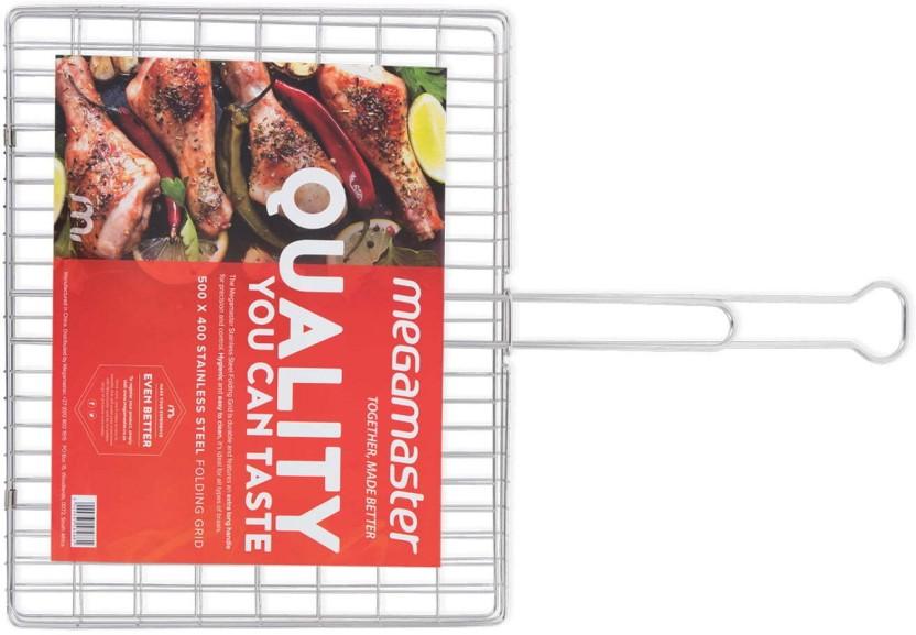 Megamaster Large Folding Braai Grid Stainless Steel Braai Grid (Silver)