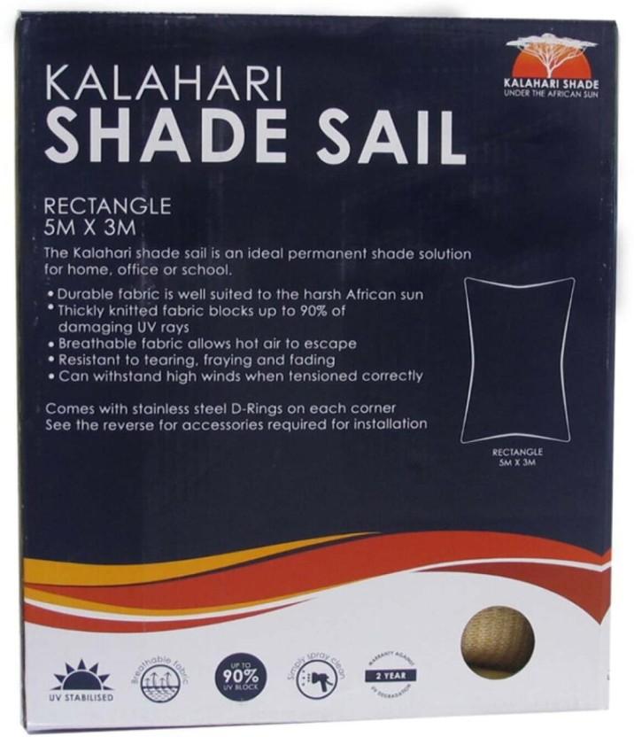 Kalahari 5m x 3m Shade Sail Rectangle-1 Tent - For Home, Office, School (Beige)