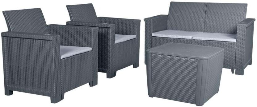 Contour Jabulani Graphite Patio Set Plastic Table & Chair Set (Finish Colour - Graphite, Pre Assembled)