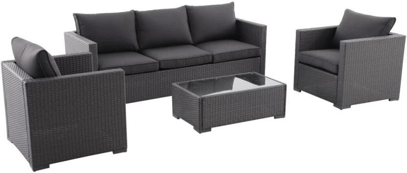 Terrace Leisure Serengeti Patio Wicker Set Synthetic Fiber Table, Chair & Bench Set (Finish Colour - Grey, Requires Assembly)