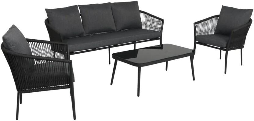 Terrace Leisure Onyx Patio 4 Piece Rope Set Metal Table & Chair Set (Finish Colour - Grey, DIY(Do-It-Yourself))