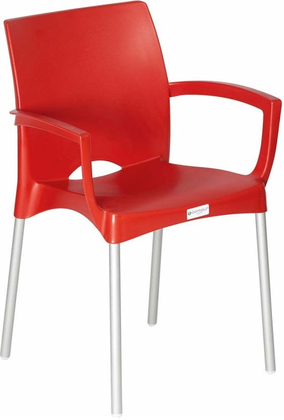 Contour Alexis Plastic Stackable Chair (Red, 1, Pre-assembled)