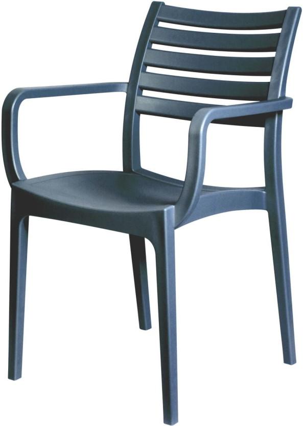 Goldsun Sienna Armchair Plastic Stackable Chair (Charcoal, 1, Pre-assembled)