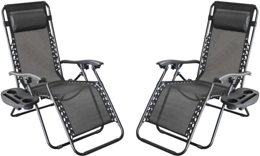 Terrace Leisure Onyx Gravity Lounger Metal Folding Chair (Black, 2, DIY(Do-It-Yourself))