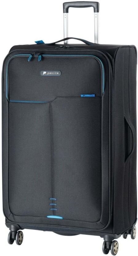 Paklite Hyperlite Trolley Case Blac Check-in Suitcase 4 Wheels - 30 inch (Black)