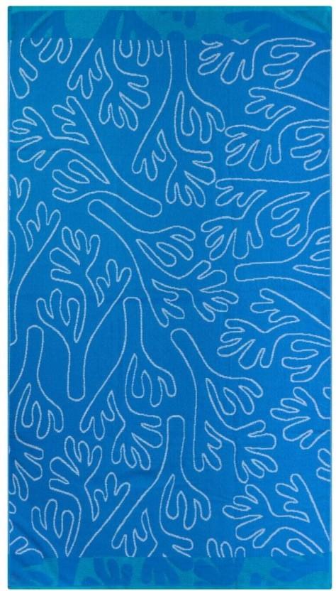 Home Living Sand Free Coral Reef Cotton Beach Towel (Blue, White, 180 cm x 100 cm)