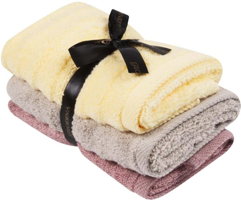Glodina Onda Sunset Haze Cotton Guest Towel (Pack of 3, Multicolour, 50 cm x 30 cm)