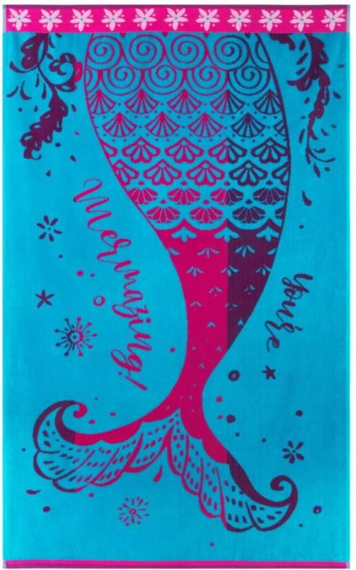 Colibri Velour Mermazing Cotton Beach Towel (Multicolour, 150 cm x 90 cm)