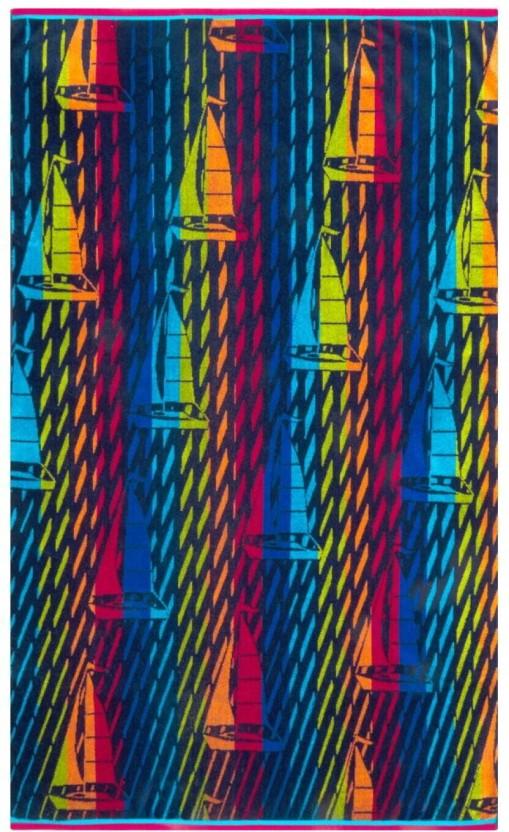 Colibri Velour Kaleido Yachts Cotton Beach Towel (Multicolour, 150 cm x 90 cm)