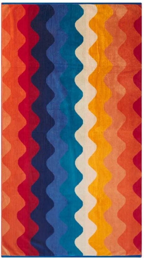 Home Living Velour Waves Cotton Beach Towel (Multicolour, 180 cm x 100 cm)