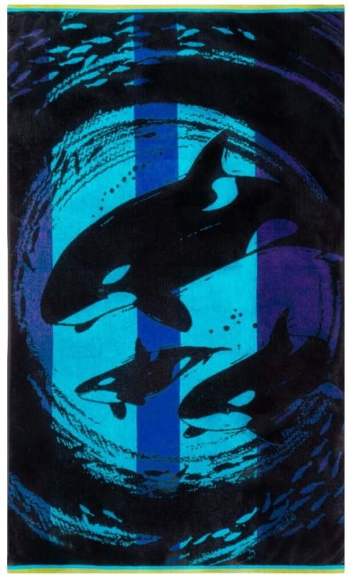 Colibri Velour Danger Zone Cotton Beach Towel (Black, Blue, 150 cm x 90 cm)