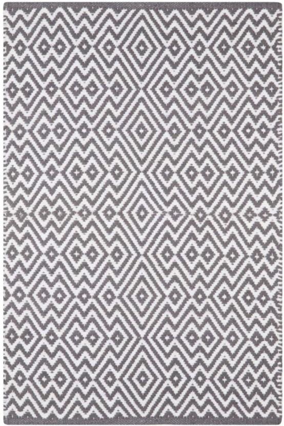 Home Living Cotton Rectangle Shape Carpet (60 cm x 30 cm, Grey)