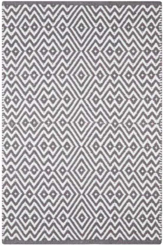 Home Living Cotton Rectangle Shape Carpet (60 cm x 30 cm, Grey)